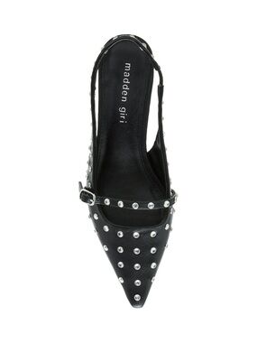 Madden Girl Black Studded Pointed Slingback Kitten Heels